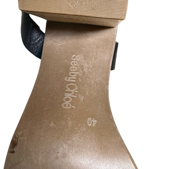 See by Chloé Black Leather Block Heel Sandals EU 40 U.S. 9.5 see sizing note - Picture 8 of 9